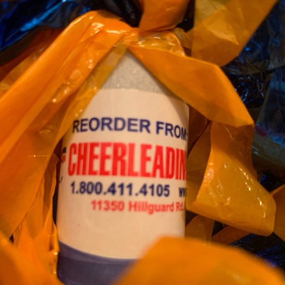 Blue/Gold Metallic Pom Poms - Picture 2 of 2